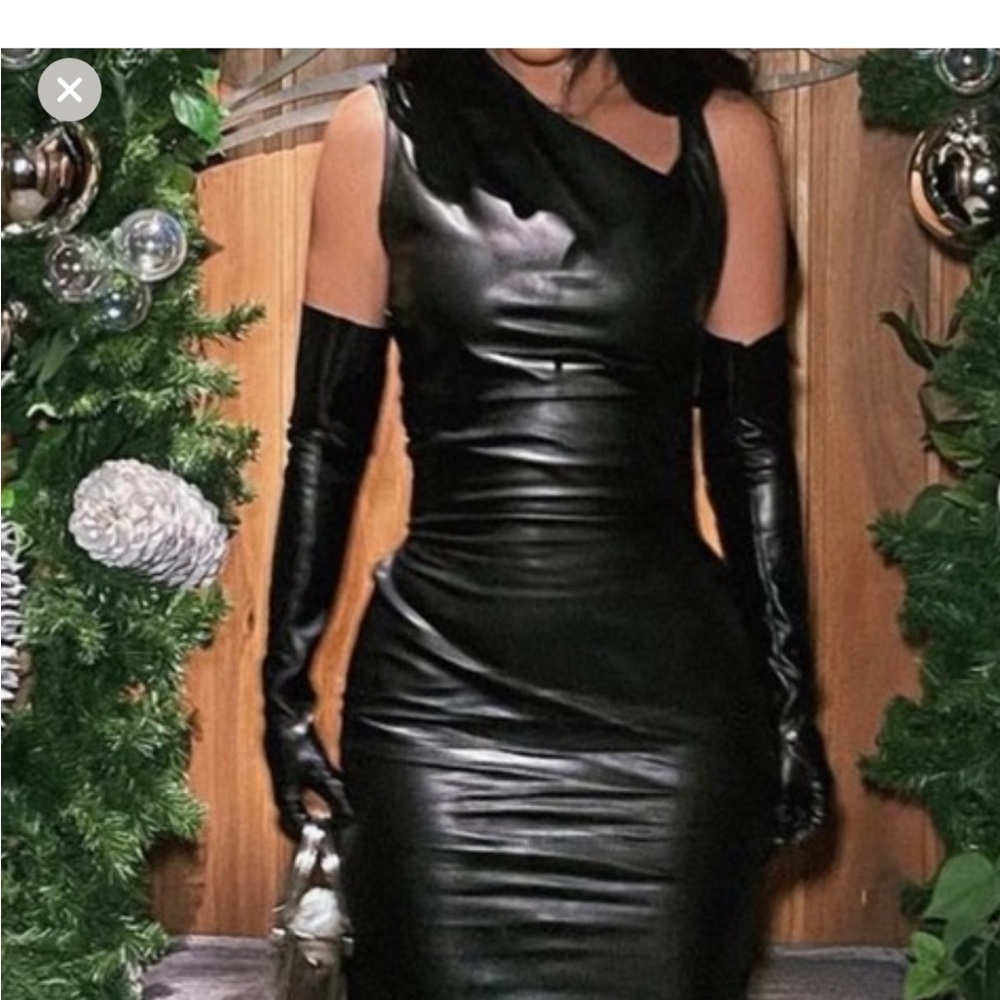 Zara Black Asymmetrical Ruched Cocktail Dress size M